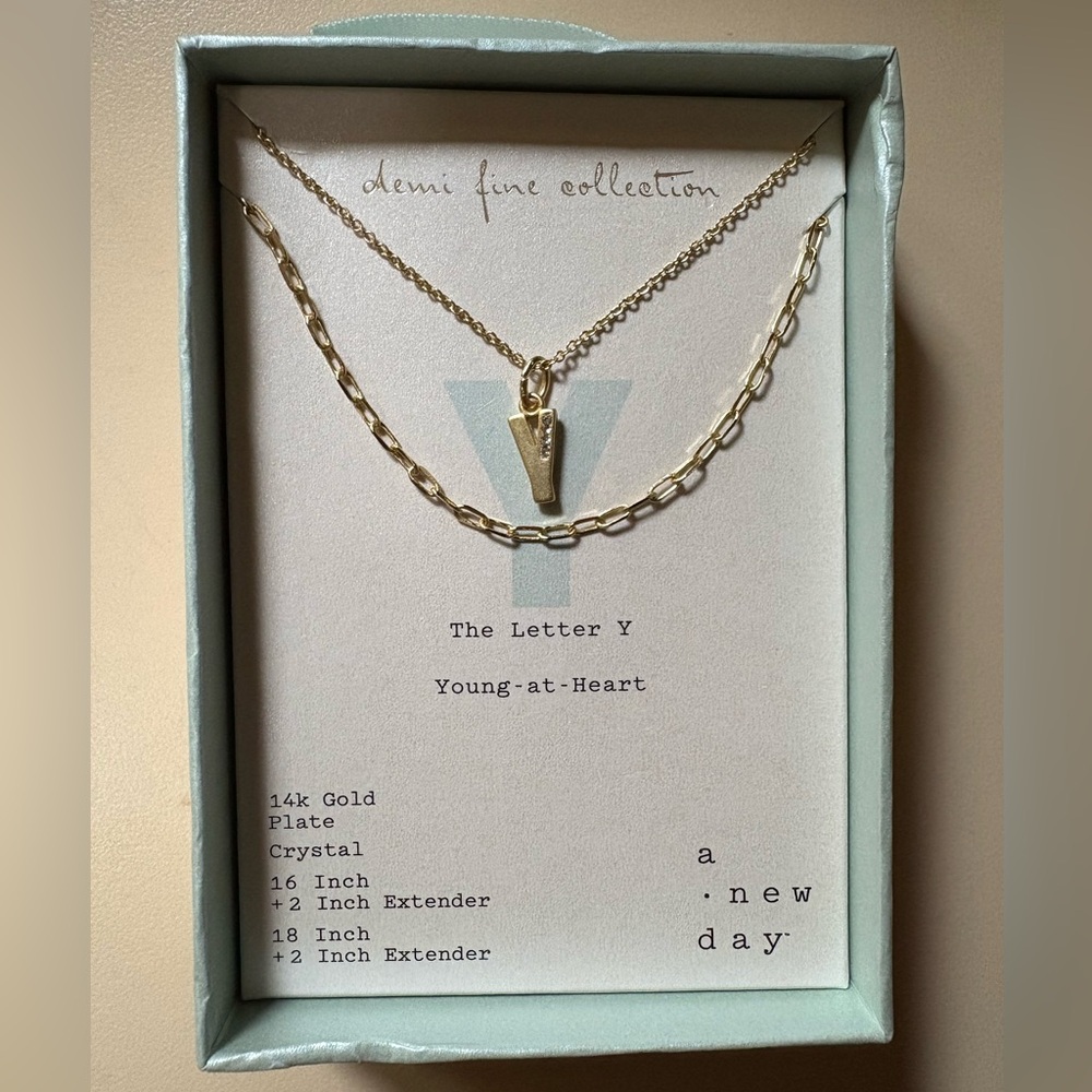 A New Day Gold Letter Y Necklace Set